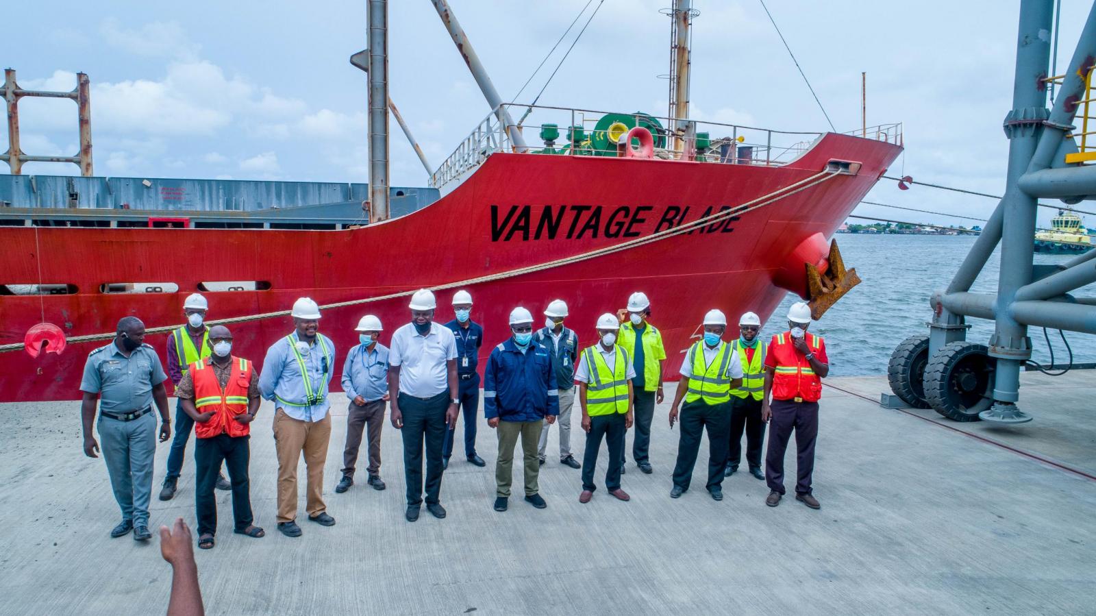 A vessel conveying Nigeria's first clinker export to Senegal from Dangote Export Terminal, Apapa, Lagos.
