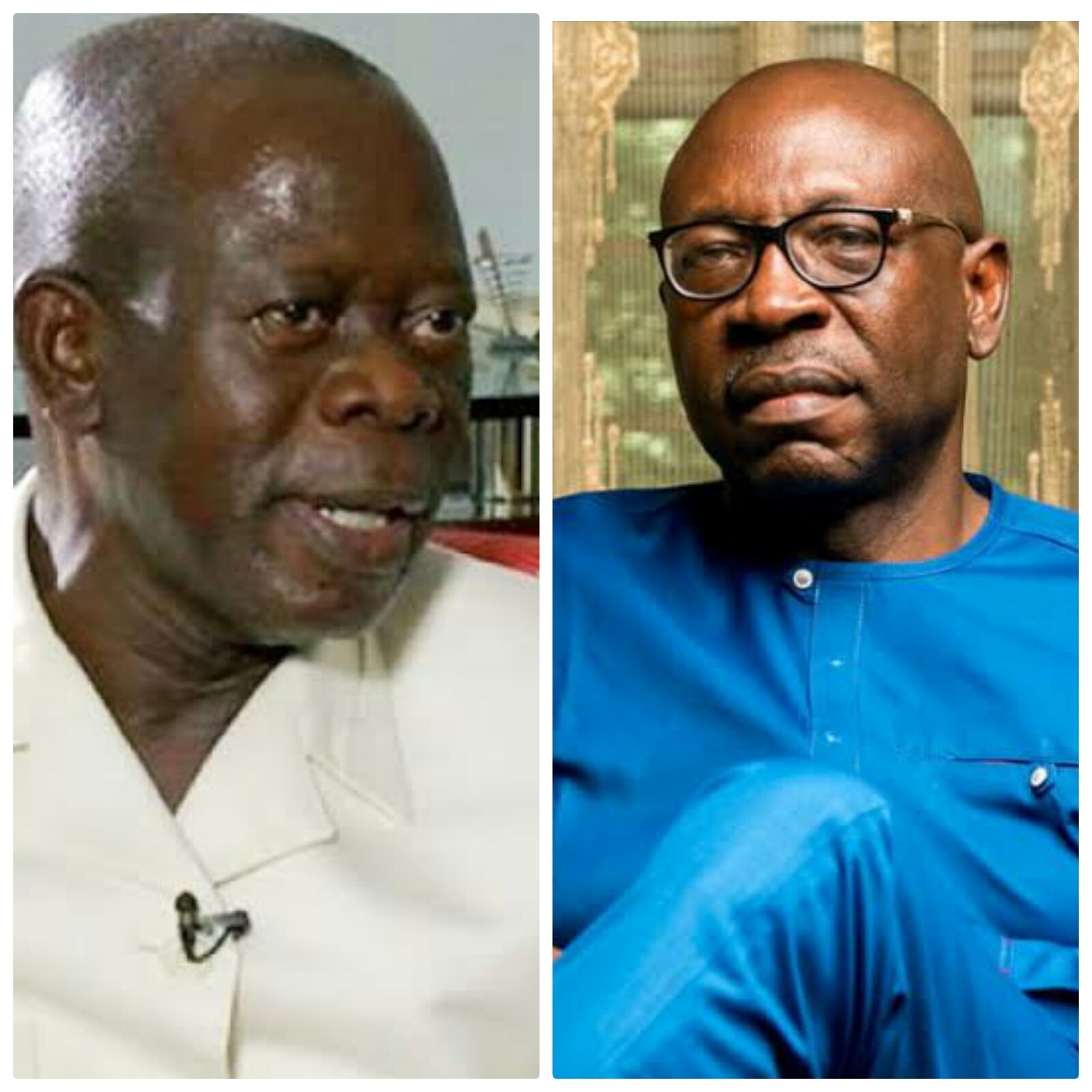 Adams Oshiomhole and Pastor Osagie Ize-Iyamu