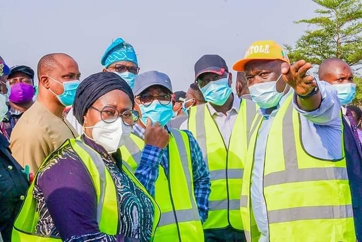 Gboyega Oyetola inspecting flyover