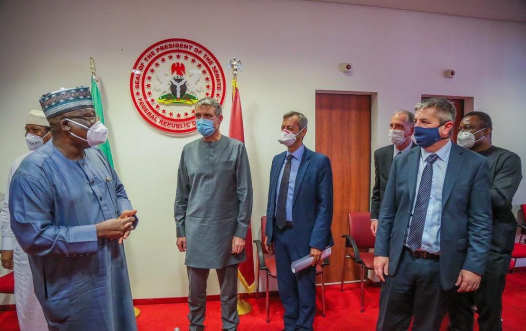 President of the Senate, Ahmad Lawan and a delegation of the Oil Producers Trade Section after a visit by the latter to the Senate President on Thursday in Abuja.