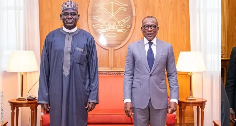 Nigeria Ambassador to Benin, Tukur Buratai and President of Benin, Patrice Talon