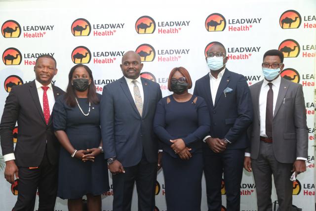 L- R: Dr. Gideon Anumba Head, Operations; Mrs Temilade Daniel-Owo, Head, Distribution Channels; Dr. Tokunbo Alli, Chief Executive Officer; Mrs Oluwatoyin Ogunmoyele Head, Business Development and Sales; Dr. Temiptope Falaiye, Head, Medical Services, and Mr. Emmanuel Adebayo, Head, Finance, all of Leadway Health, during the media launch of Leadway Health, in Lagos, on Thursday, July 29, 2021