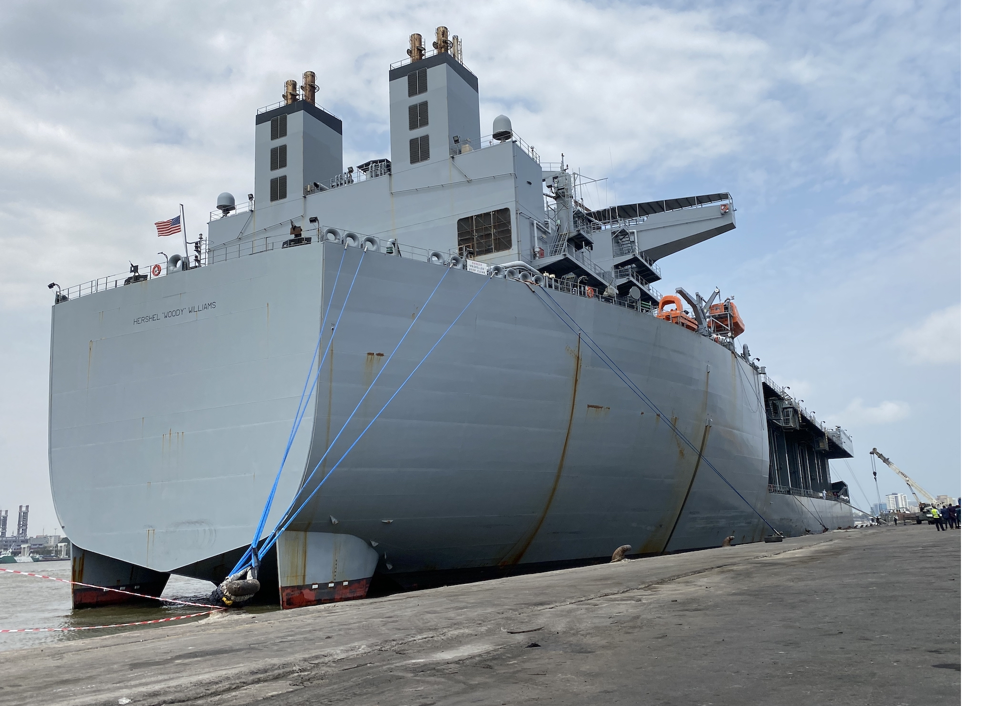 USS Hershel “Woody” Williams on arrival in Lagos on Saturday