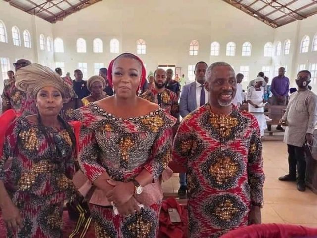 Uche Nwosu with wife and mother before being taken by Police