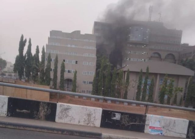 Federal Ministry of Finance building on fire