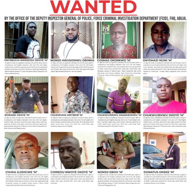 Killings in Anambra: Police declare 12 wanted