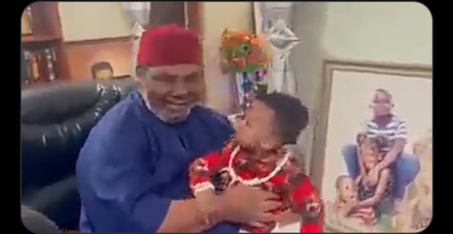 VIDEO: Pete Edochie prays for Yul Edochie's second wife's son