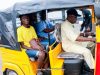 Obasanjo rides tricycle in Abeokuta, asks youths to embrace opportunities