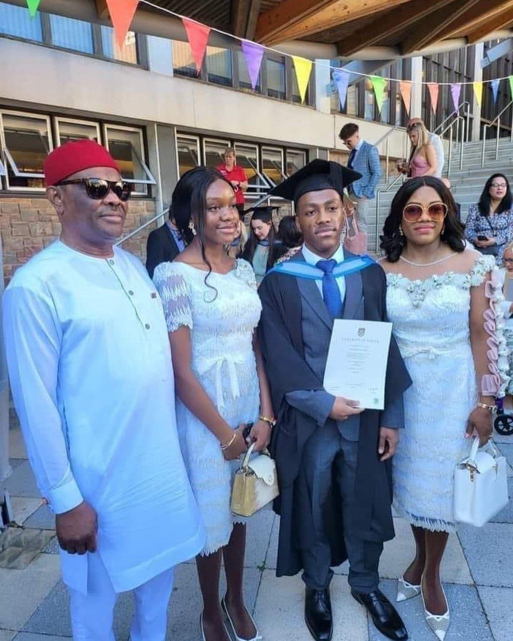 PHOTOS: Ikpeazu, Makinde in UK as Wike’s son graduates from varsity