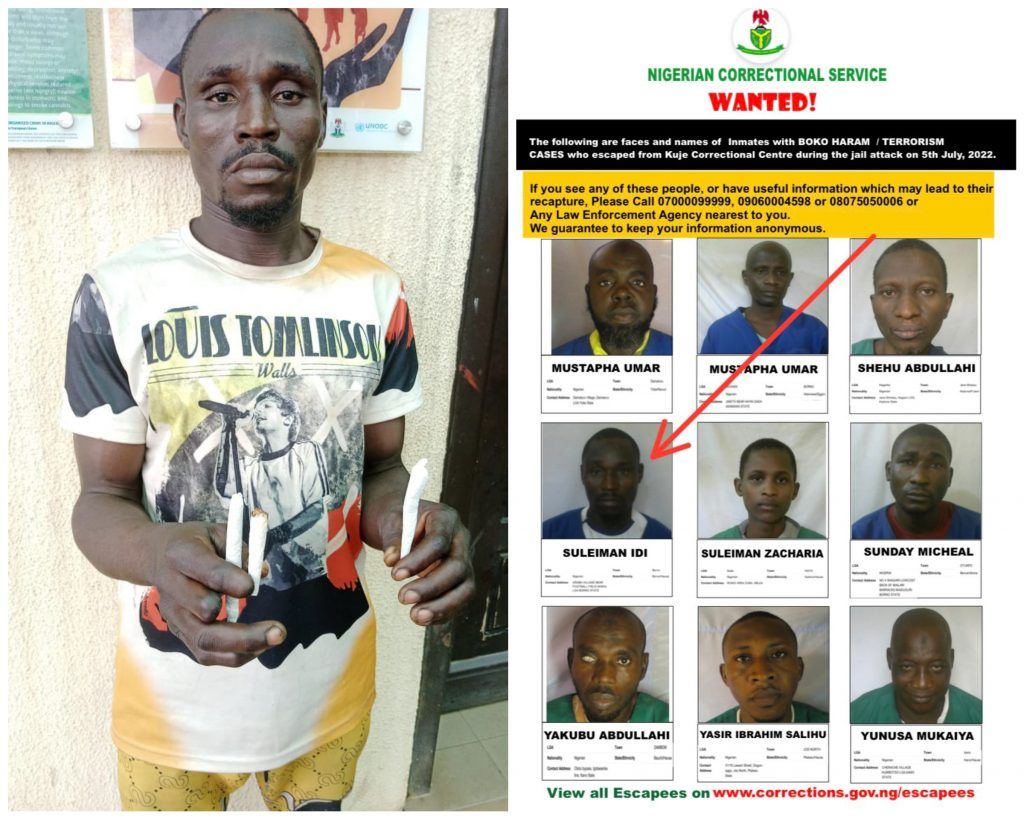 NDLEA arrests suspected terror suspect who fled Kuje prison