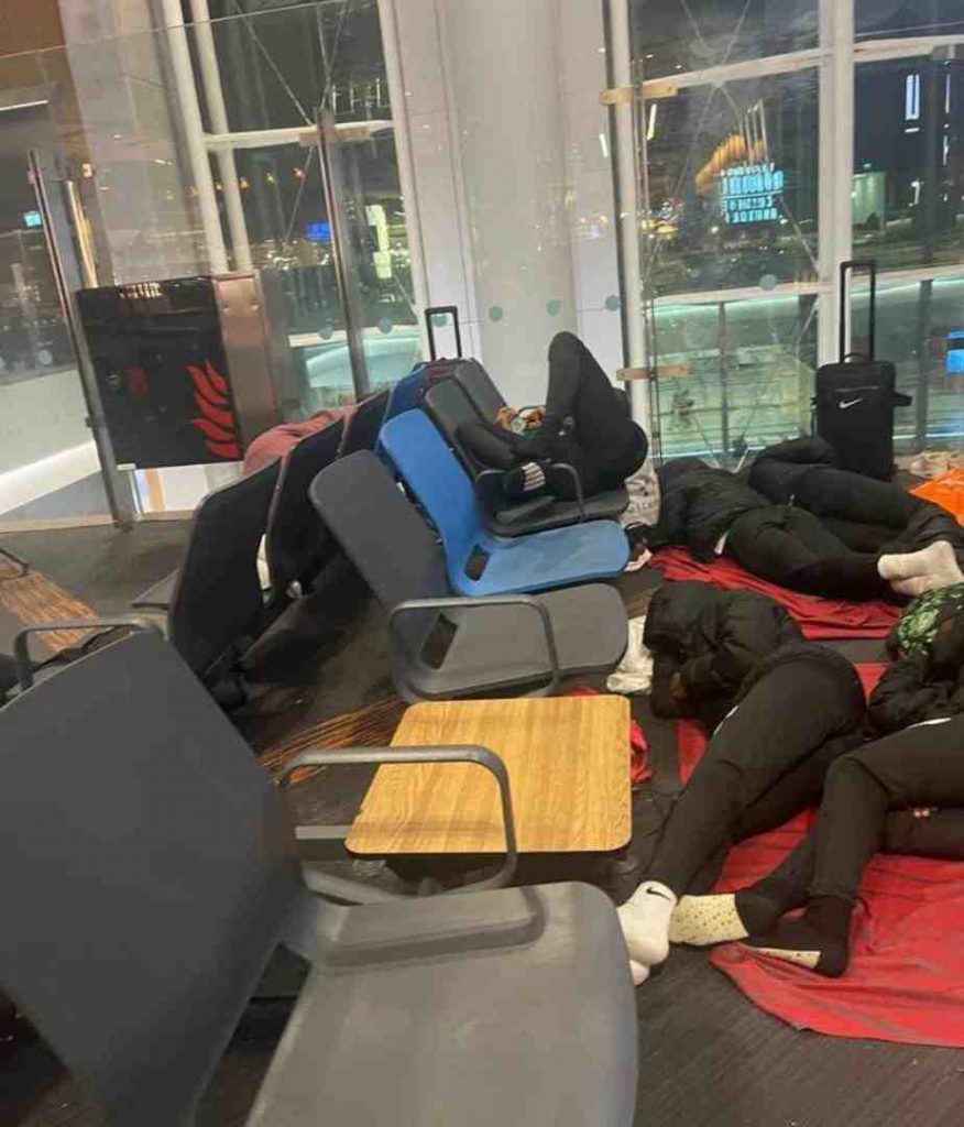 PHOTOS: Super Falconets stranded at Turkish Airport after World Cup exit 