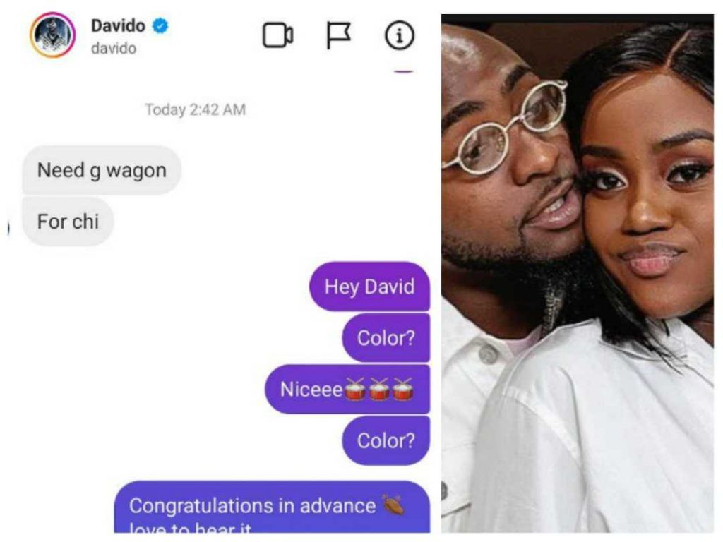 Davido orders G-Wagon for fiancee, Chioma