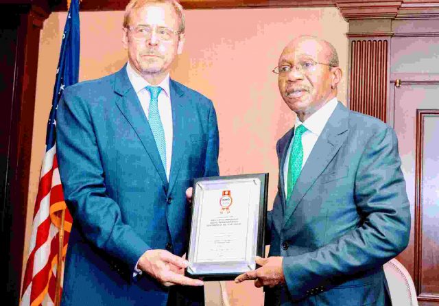 Emefiele conferred with Africa's most innovative CBN governor award  in US