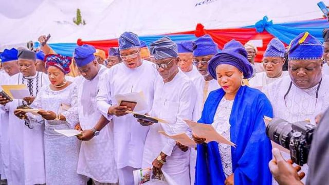 Osun: Oyetola swears in newly elected 69 council chairmen, one month to tenure end