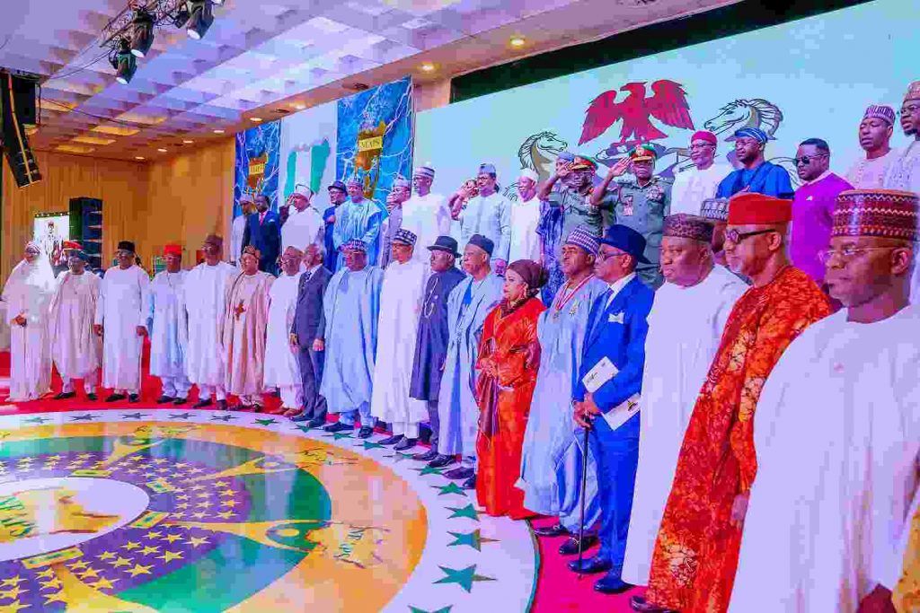 Buhari confers public service awards on Jonathan, Wike, Gbaja, 41 others