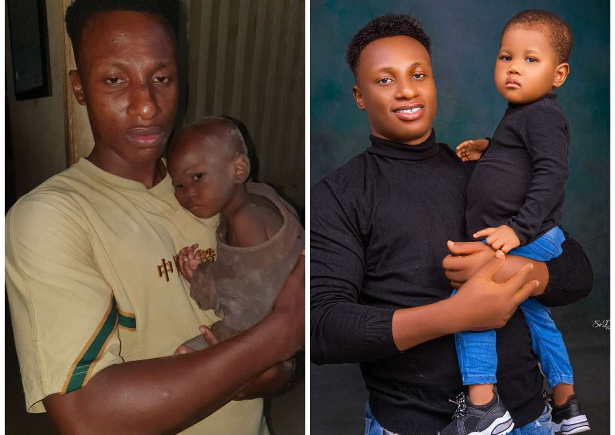 Man shares new photos of abandoned baby he rescued in Enugu