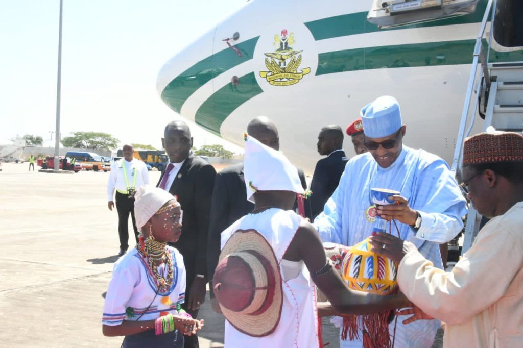 President Buhari arrives Lagos for APC's final campaign rally