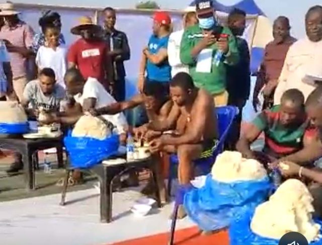 VIDEO: Participants consume mountain of pounded yam in Cross River cultural festival