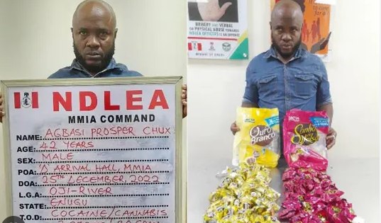 Brazil returnee apprehended with 105 parcels of cocaine in candies