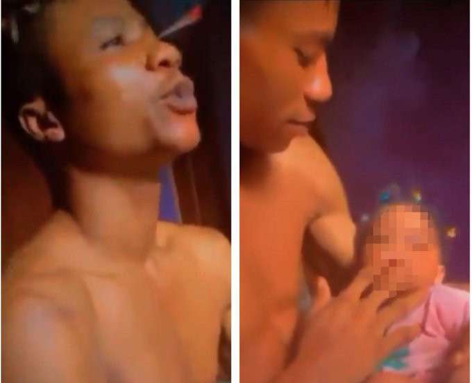 Police declare man sharing cigarette with baby wanted