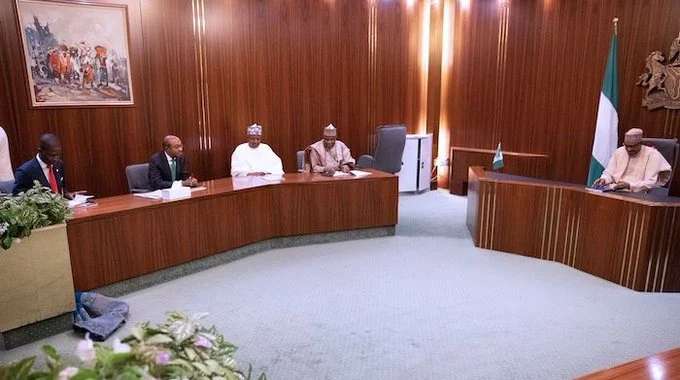 JUST IN: Buhari meets Emefiele, Bawa, Bagudu, others over naira scarcity
