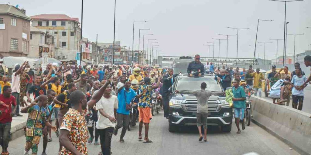 Peter Obi meets teenager who stood in front of his convoy in Lagos