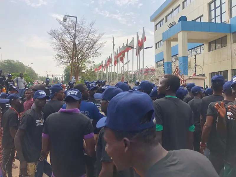 PDP chieftains, supporters protest stage protest at INEC headquarters in Abuja
