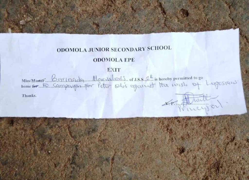 Lagos pupil sent home from school for using Peter Obi’s poster to wrap notebook