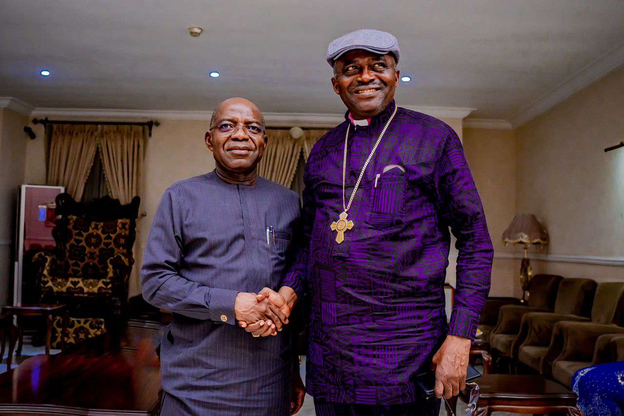Bishop Onuoha, ADC governorship candidate, visits Abia governor-elect, Alex Otti