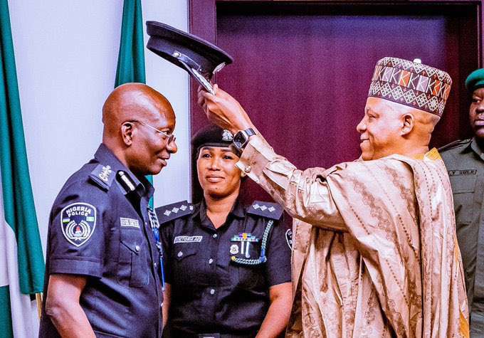 Kashim Shettima decorates Kayode Egbetokun as acting IGP