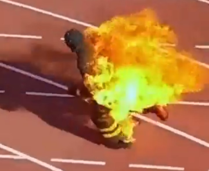 VIDEO: Man sets World Record for longest distance run on fire without oxygen