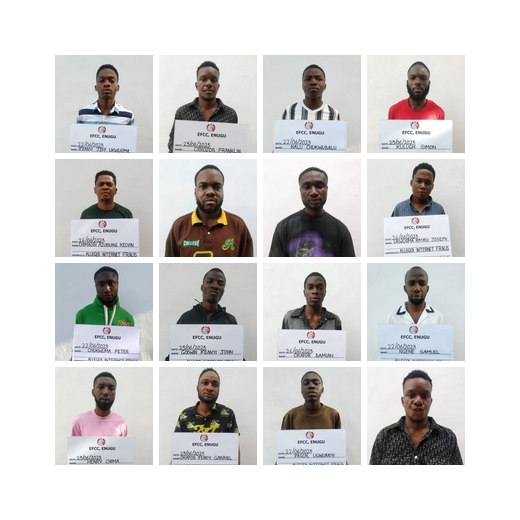 EFCC secures conviction of 16 internet fraudsters in Enugu