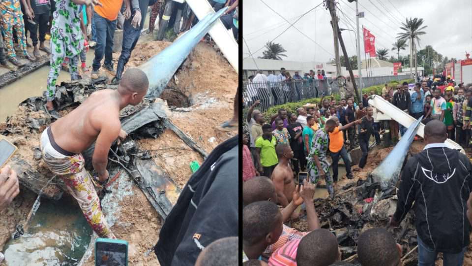 UPDATED: Two rescued as helicopter crashes in Ikeja, Lagos