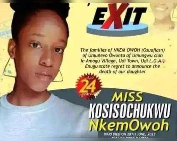 Kosisochukwu, actor Nkem Owoh's late daughter for burial August 24