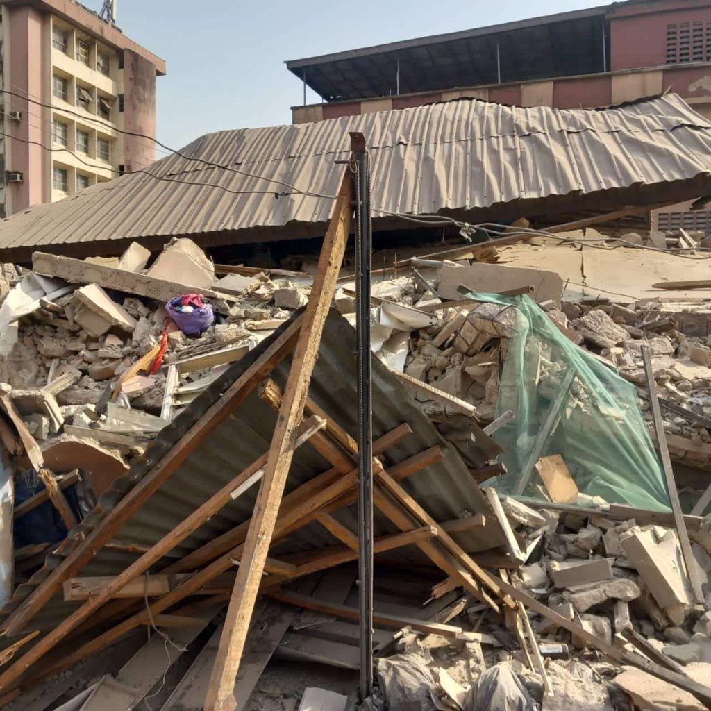 Baby, female adult trapped as building collapses in Lagos