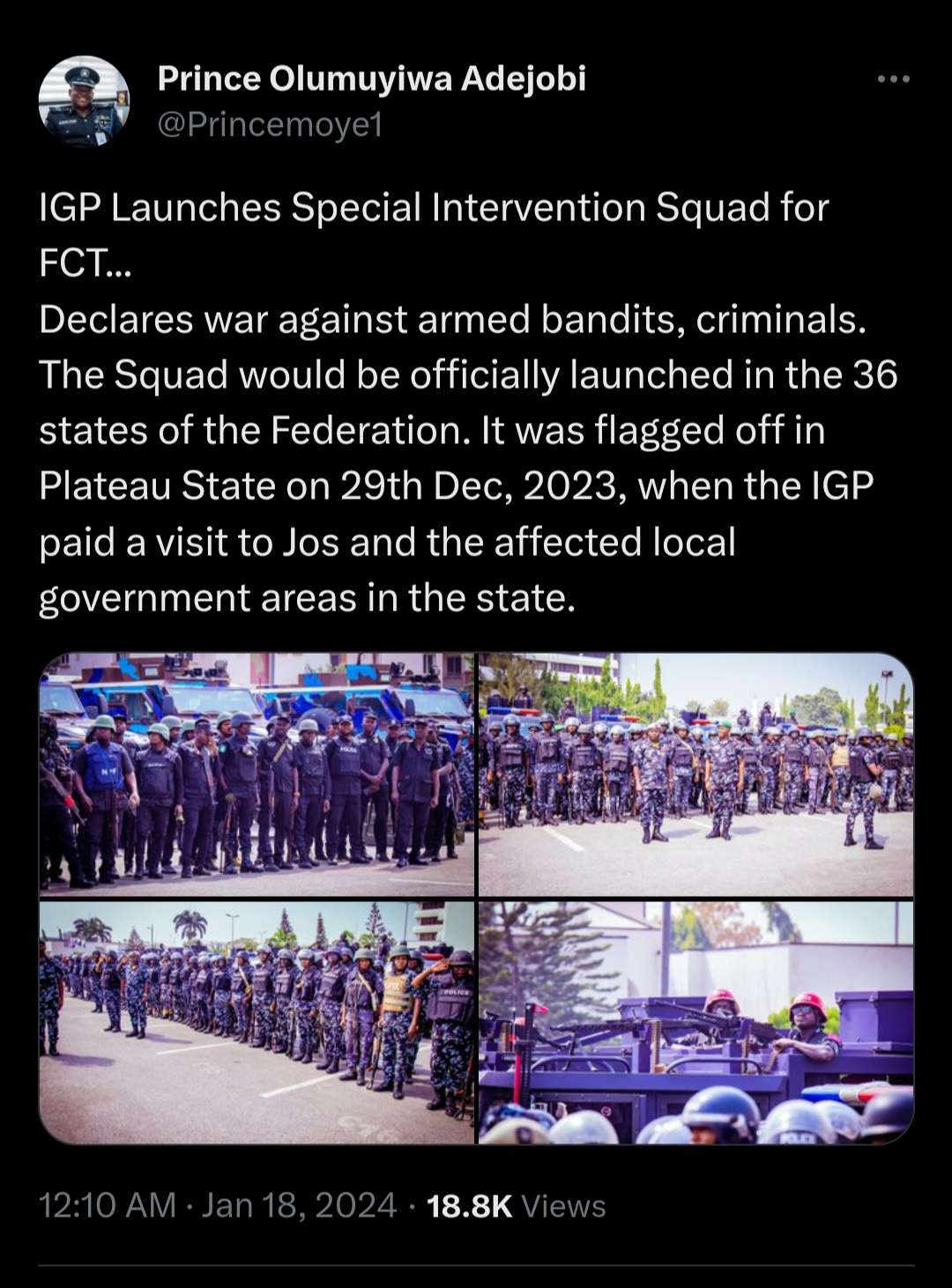 IGP launches special squad amid rising insecurity in Abuja