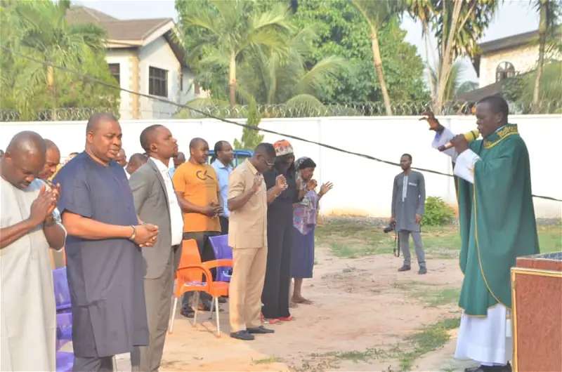Edo deputy gov holds mass in open field, as Obaseki relocates chapel amid escalating rift