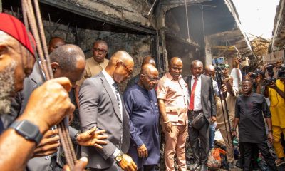 Gov Otti visits scene of burnt market in Aba, promises to rebuild shops