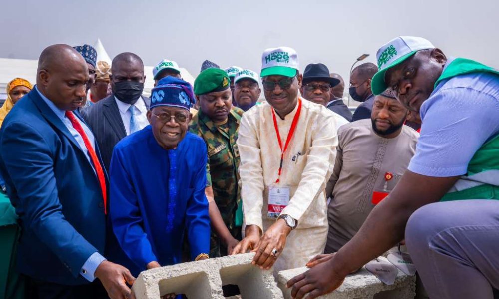 Tinubu lays foundation for 3,112 housing units, urges citizens to speak good about Nigeria