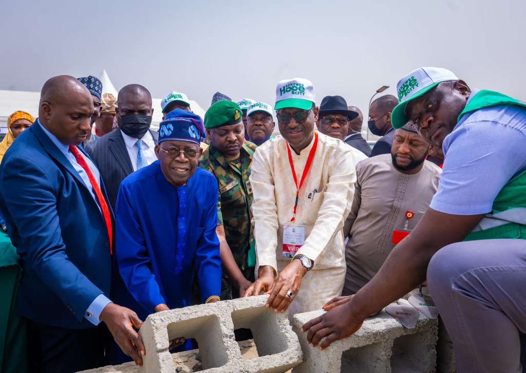 Tinubu lays foundation for 3,112 housing units, urges citizens to speak good about Nigeria