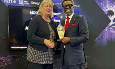 Lanre Gbajabiamila, NLRC DG receiving the prestigious Africa Gaming Hall of Fame Award in London