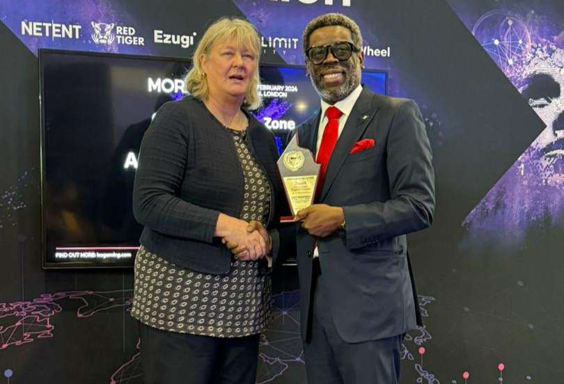 Lanre Gbajabiamila, NLRC DG receiving the prestigious Africa Gaming Hall of Fame Award in London