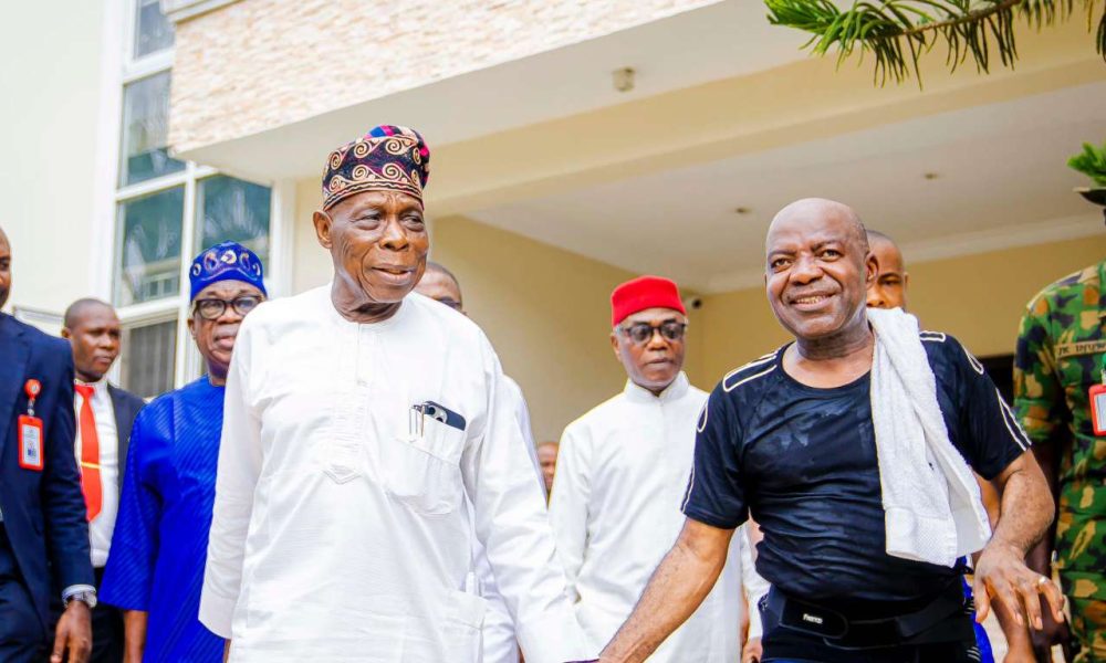 Obasanjo in Abia, hails Gov Otti for scrapping pensions for ex-govs, deputies