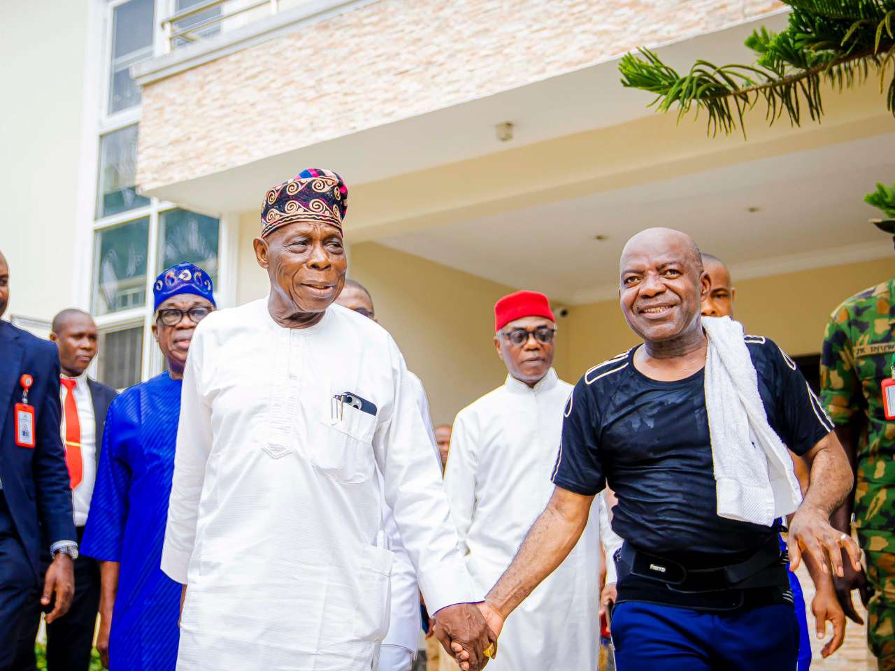 Obasanjo in Abia, hails Gov Otti for scrapping pensions for ex-govs, deputies