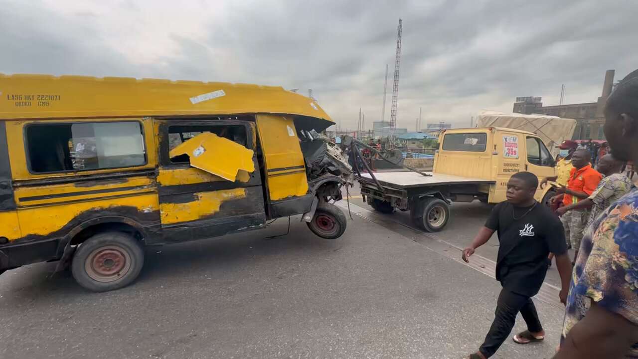 Casualties taken to hospital as cement truck, commercial bus collide on Lagos bridge