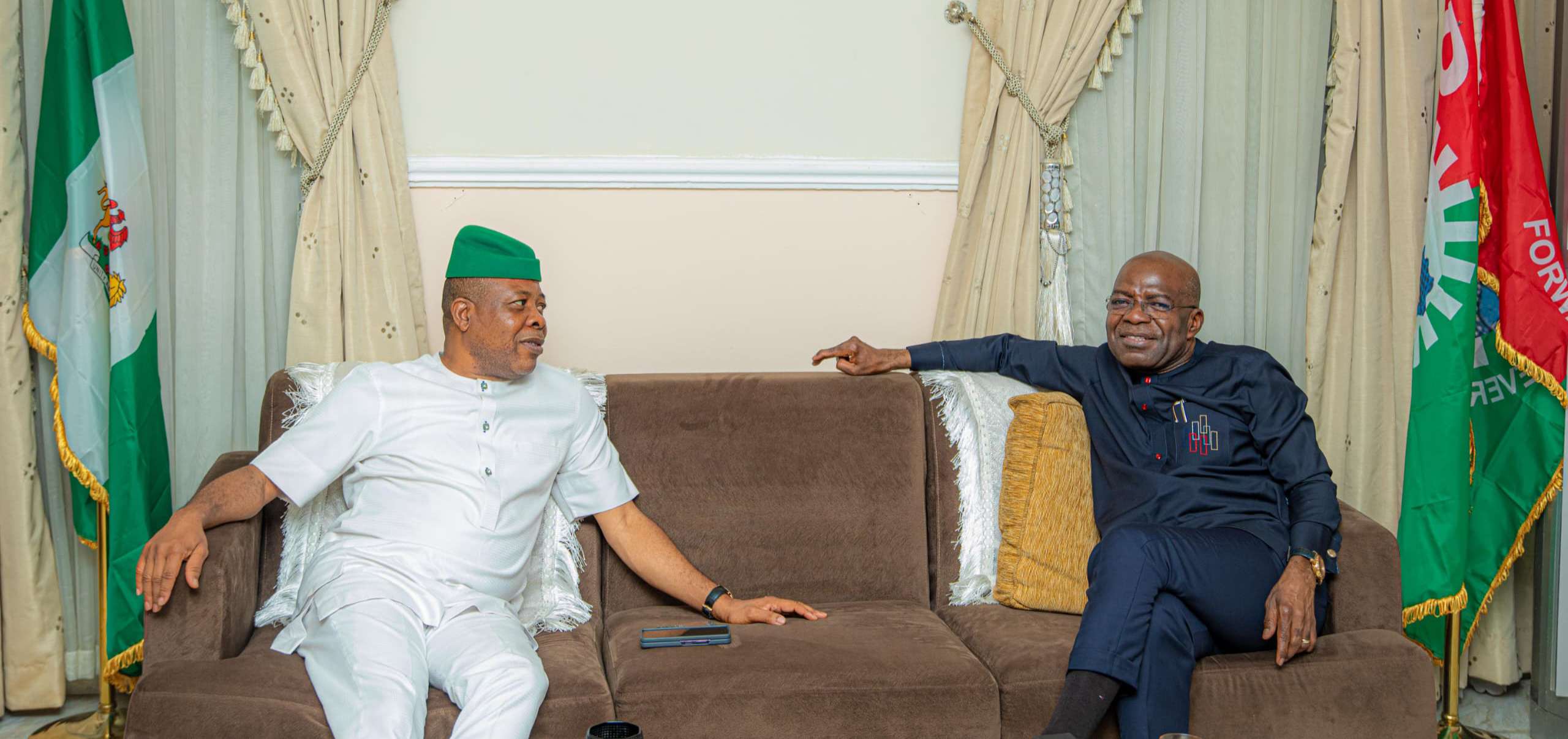 Gov Alex Otti receives ex-Imo gov, Emeka Ihedioha, days after he left PDP