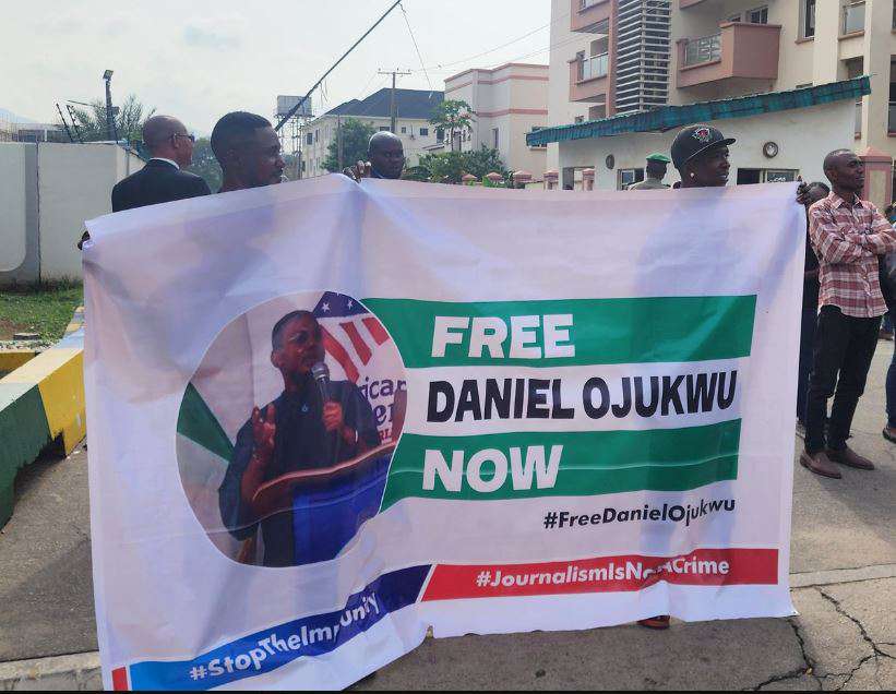 Activists stage protest, demand release of detained FIJ journalist, Daniel Ojukwu