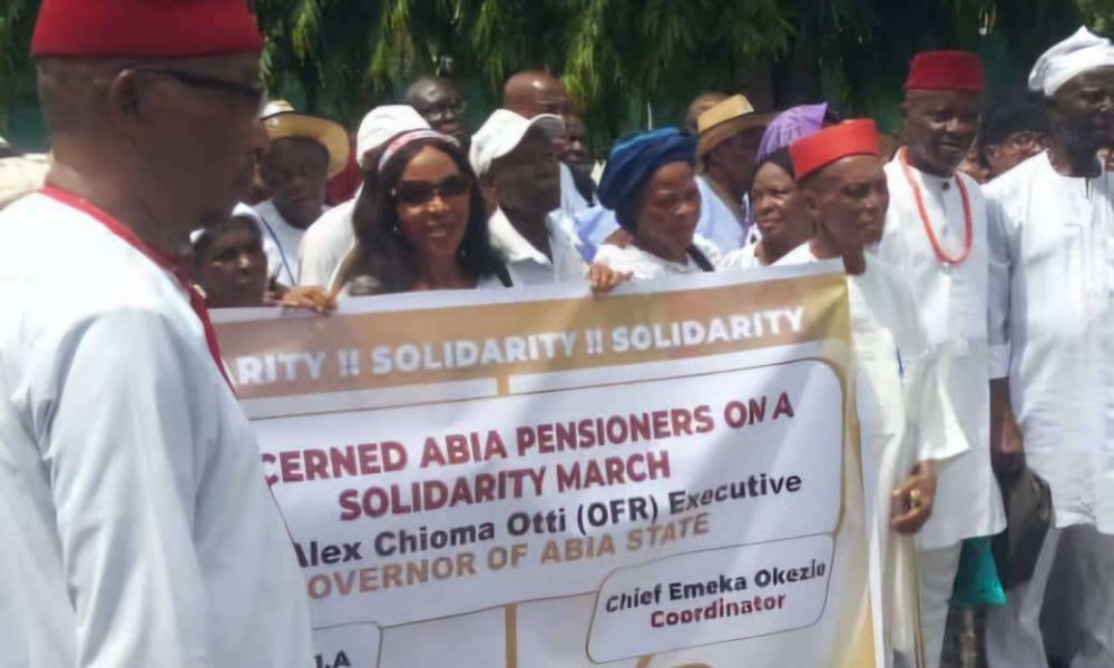 Abia pensioners hold march to commrnd Gov Otti for clearing pension arrears
