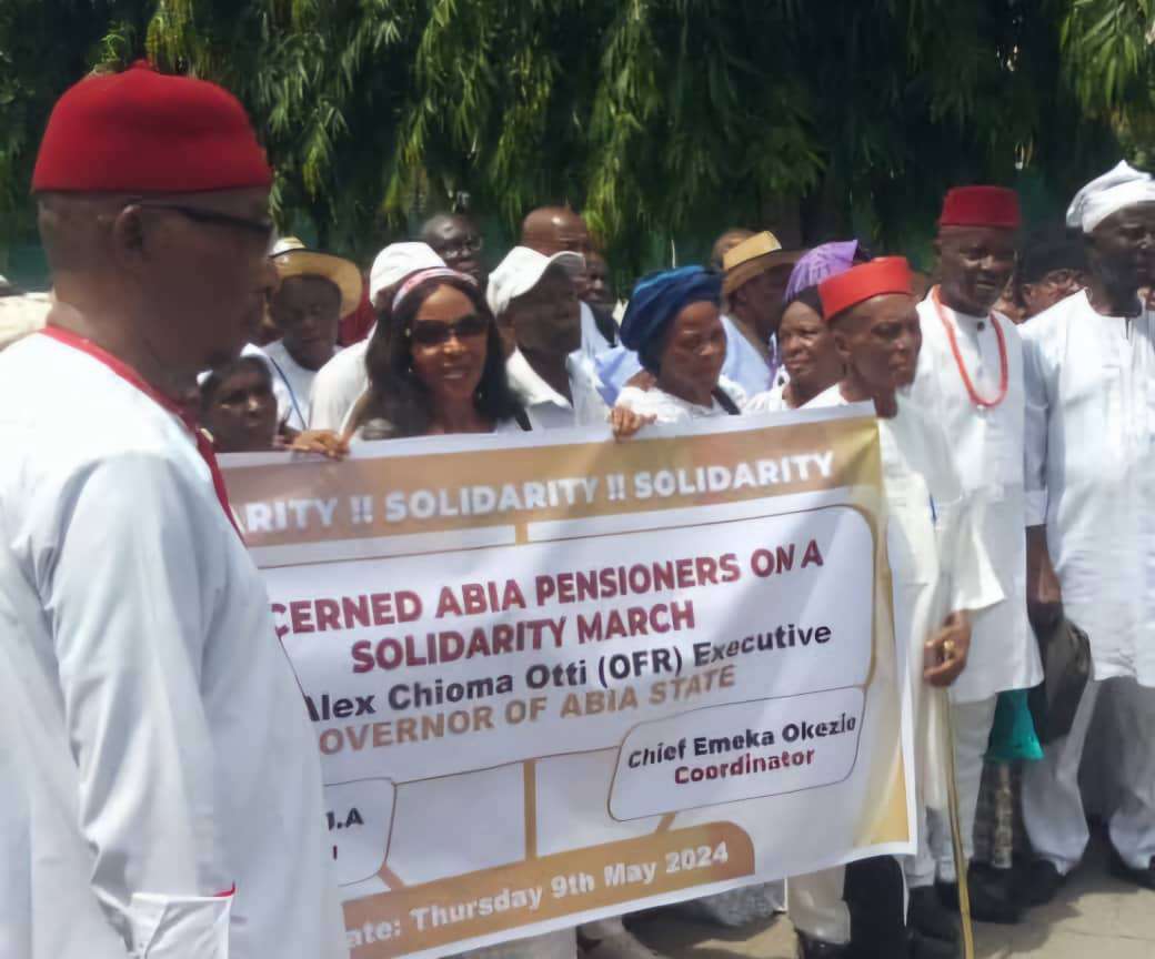 Abia pensioners hold march to commrnd Gov Otti for clearing pension arrears