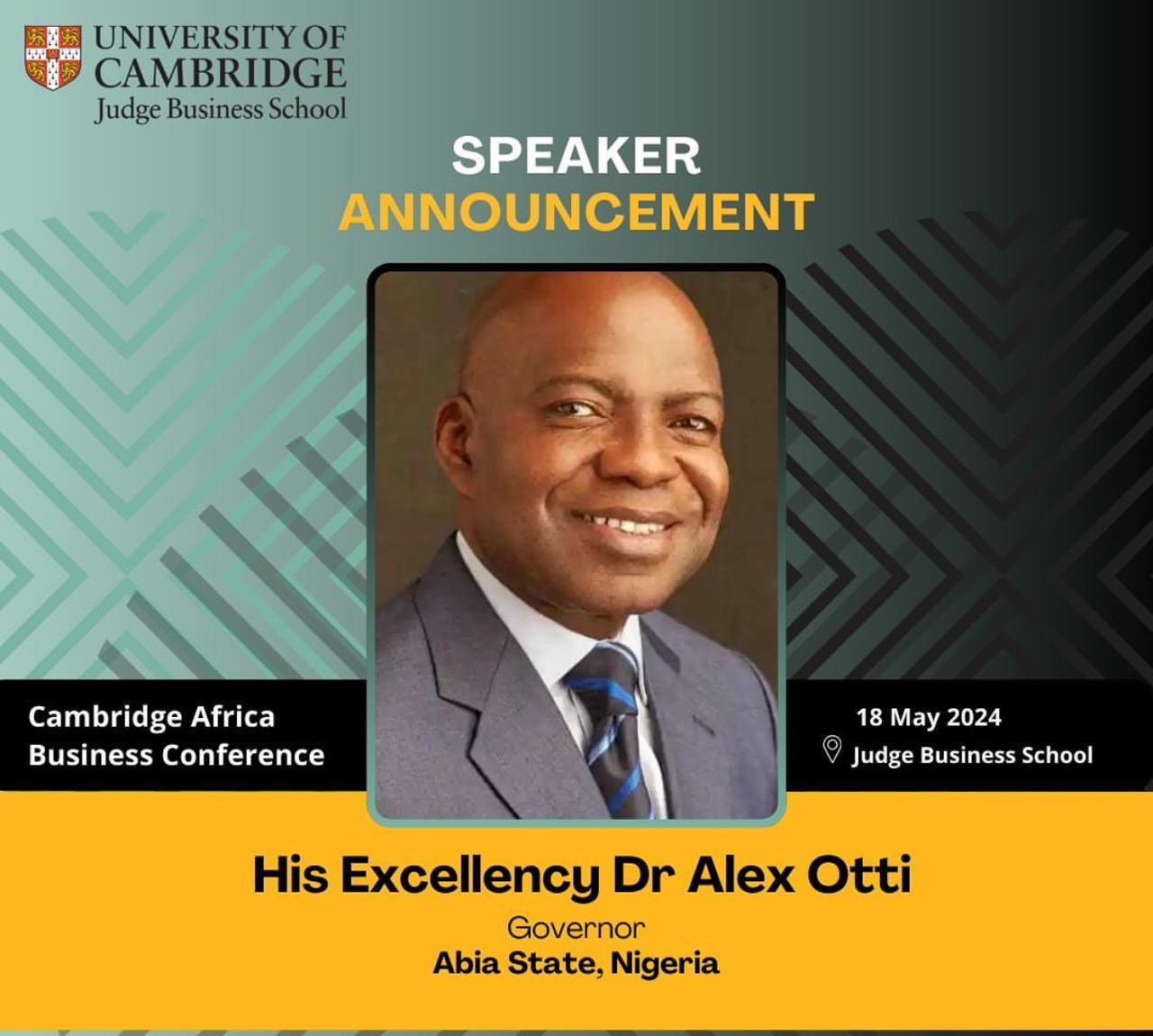 Gov Otti to speak at Cambridge University conference